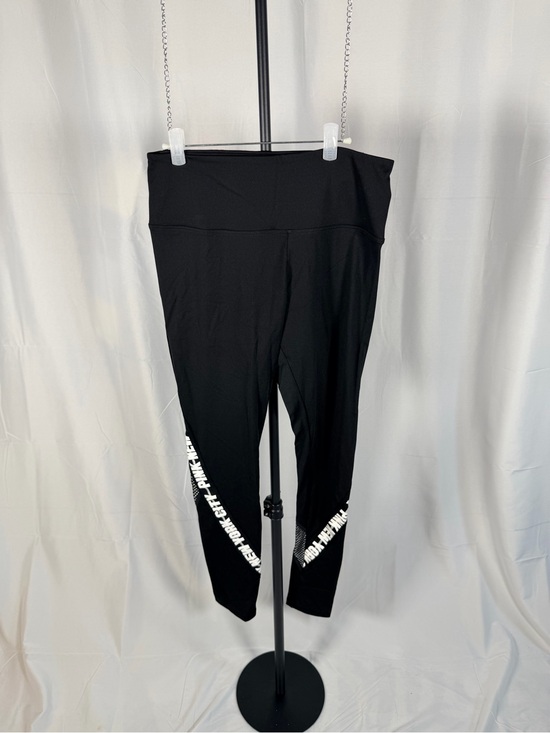 PINK Victoria's Secret Pants - Victoria's Secret PINK NYC Leggings Black Graphic Logo Rare Flagship Exclusive